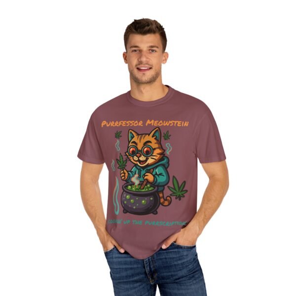 Purrfessor Meowstein Unisex Garment-Dyed T-Shirt - Cookin' Up the Purrscription! - Image 7