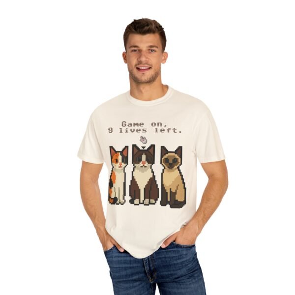 Pixel Art Cat Lovers Unisex T-Shirt - "Game On, 9 Lives Left" - Image 9