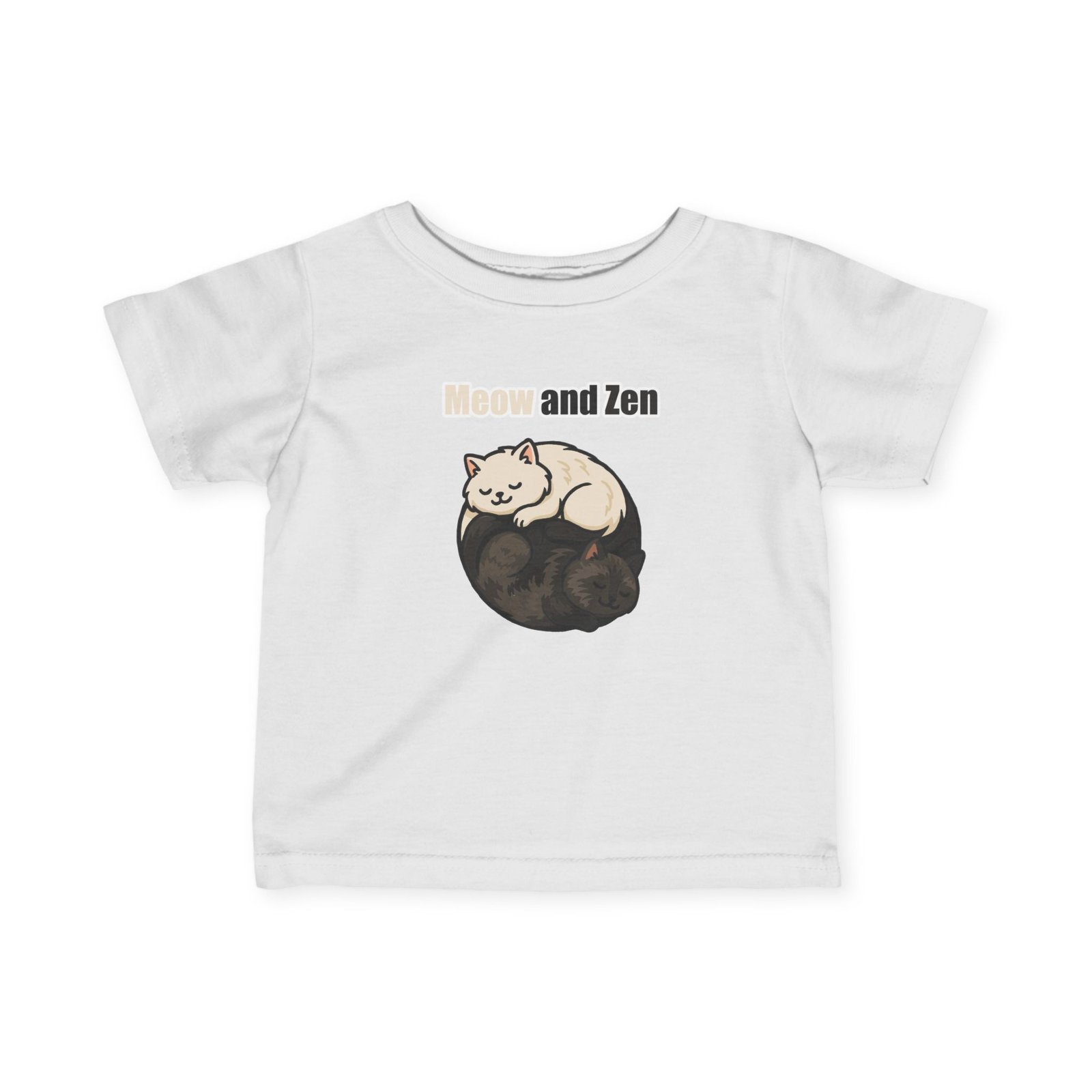 Cute Infant Fine Jersey Tee – “Meow and Zen” Cat Design