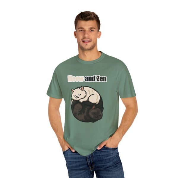 Cute Cat Lovers T-Shirt - "Meow and Zen" Unisex Garment-Dyed Tee - Image 29
