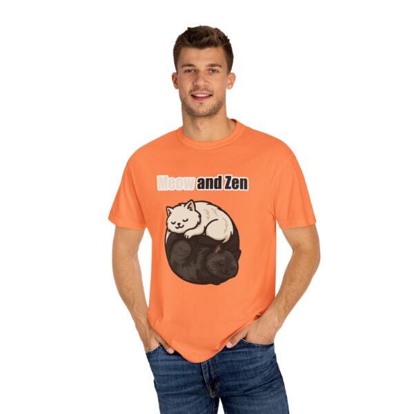 Cute Cat Lovers T-Shirt - "Meow and Zen" Unisex Garment-Dyed Tee - Image 9