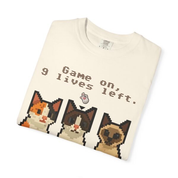 Pixel Art Cat Lovers Unisex T-Shirt - "Game On, 9 Lives Left" - Image 8