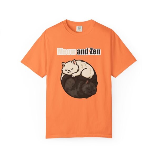Cute Cat Lovers T-Shirt - "Meow and Zen" Unisex Garment-Dyed Tee - Image 6