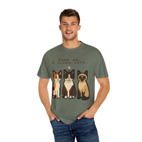 Pixel Art Cat Lovers Unisex T-Shirt - "Game On, 9 Lives Left" - Image 21