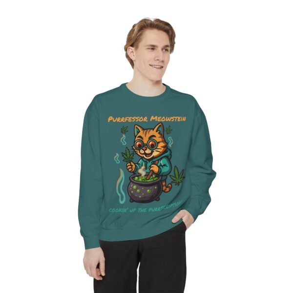 Purrfessor Meowstein Sweatshirt - Cozy Weed-Themed Unisex Apparel - Image 18