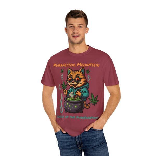 Purrfessor Meowstein Unisex Garment-Dyed T-Shirt - Cookin' Up the Purrscription! - Image 31