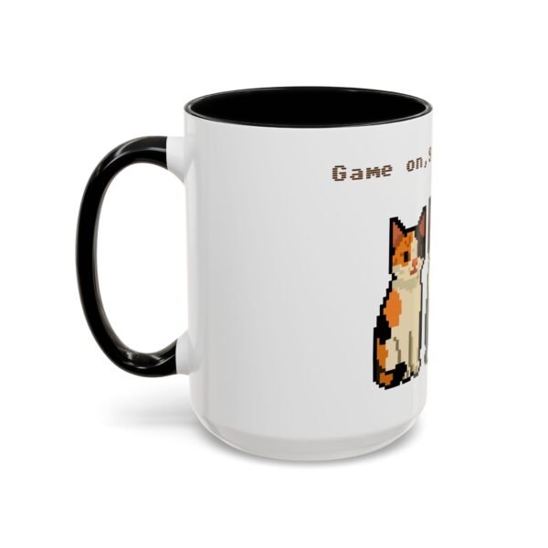 Pixel Art Cat Coffee Mug - 'Game On, 9 Lives Left' - Image 20